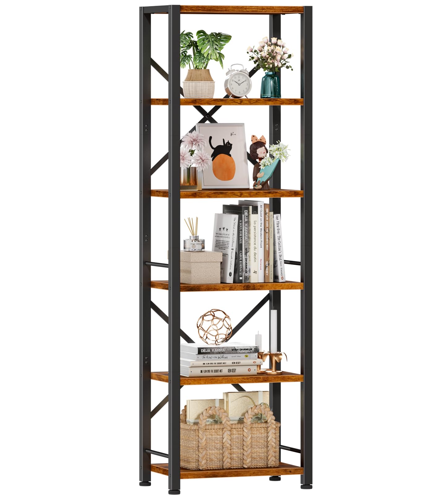 Furologee front view full bookshelf showing vertical storage benefit