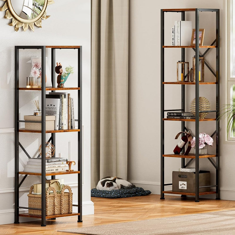 Furologee shelf in use with books and plants demonstrating organized display