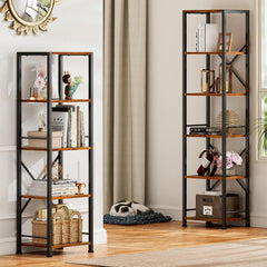 Furologee shelf in use with books and plants demonstrating organized display