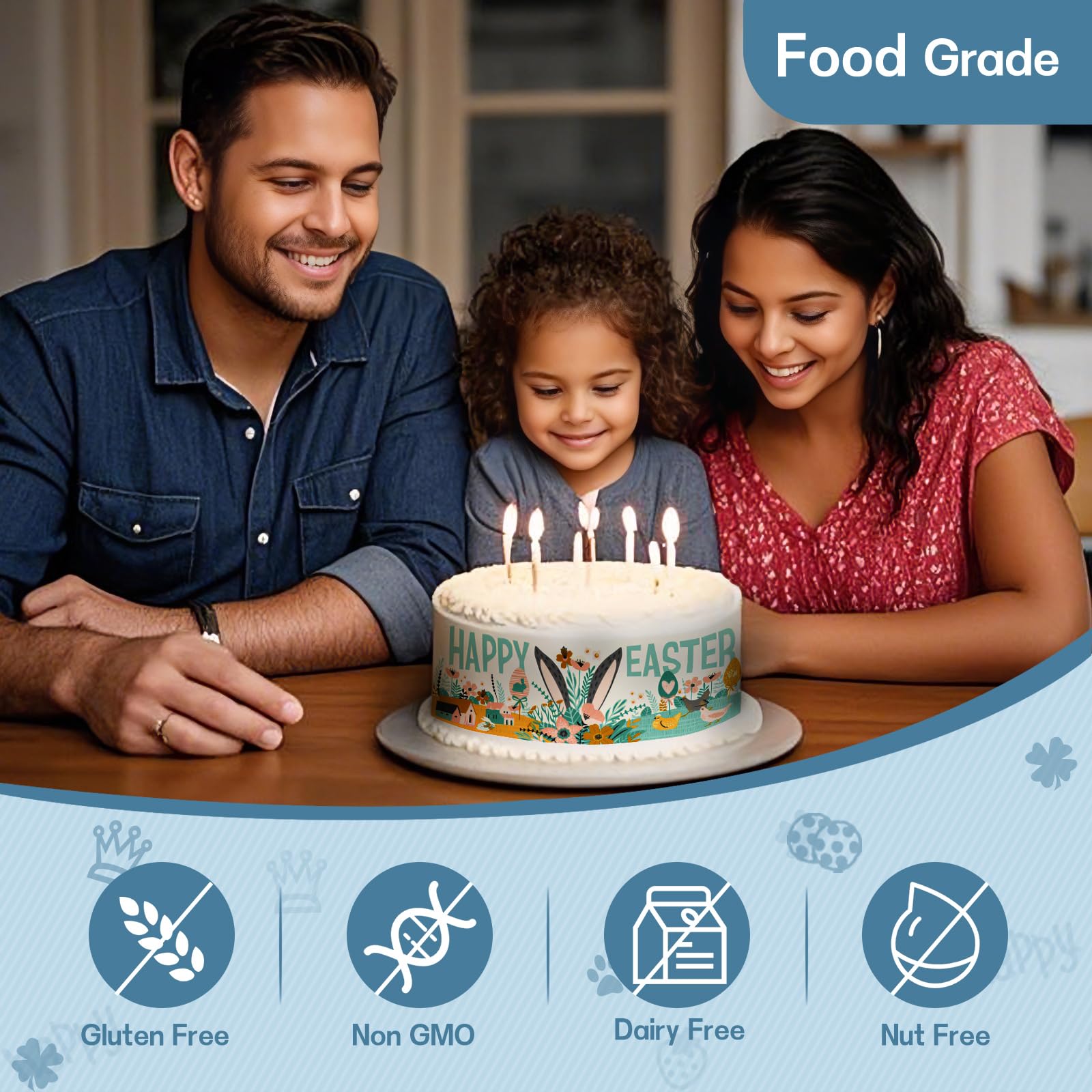 FUTEBO printed edible image sheet applied to birthday cake demonstrating vibrant colors