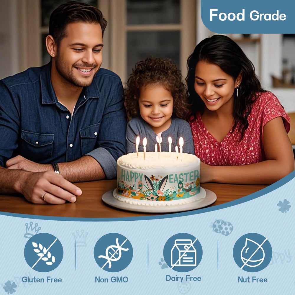 FUTEBO printed edible image sheet applied to birthday cake demonstrating vibrant colors