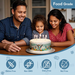 FUTEBO printed edible image sheet applied to birthday cake demonstrating vibrant colors