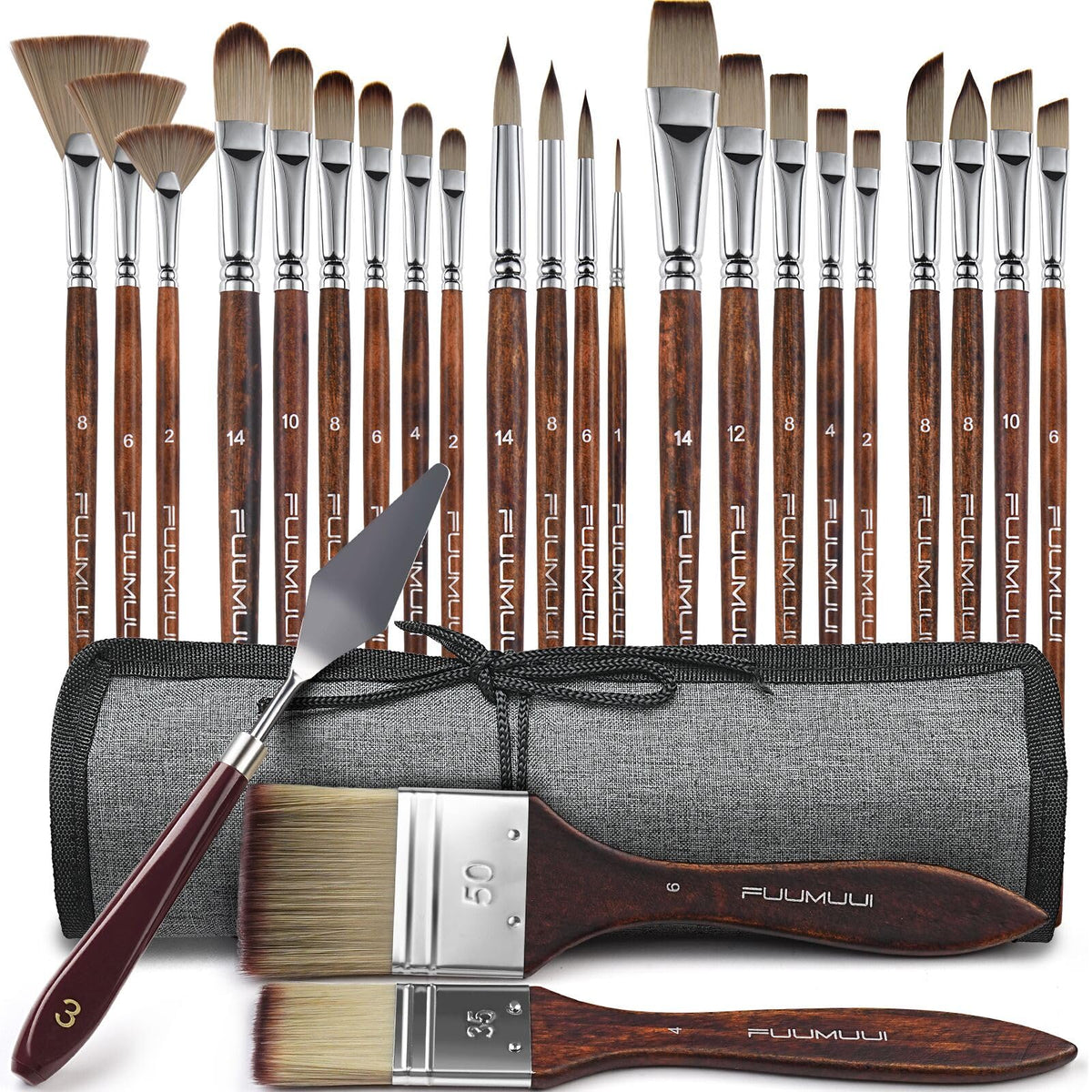 Fuumuui front packaging showing full 25-piece set and accessories for convenient storage