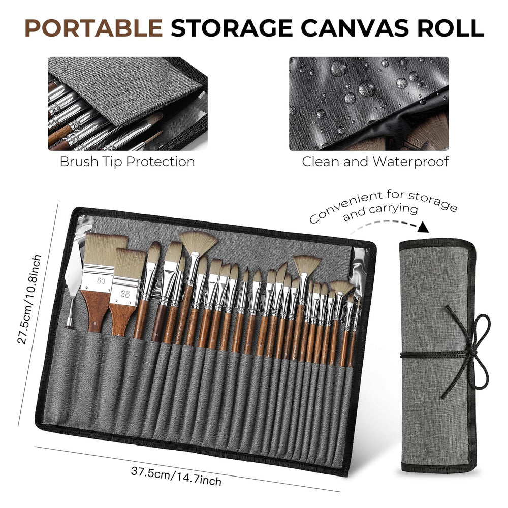 Fuumuui waterproof roll opened with separate compartments protecting bristles in transit