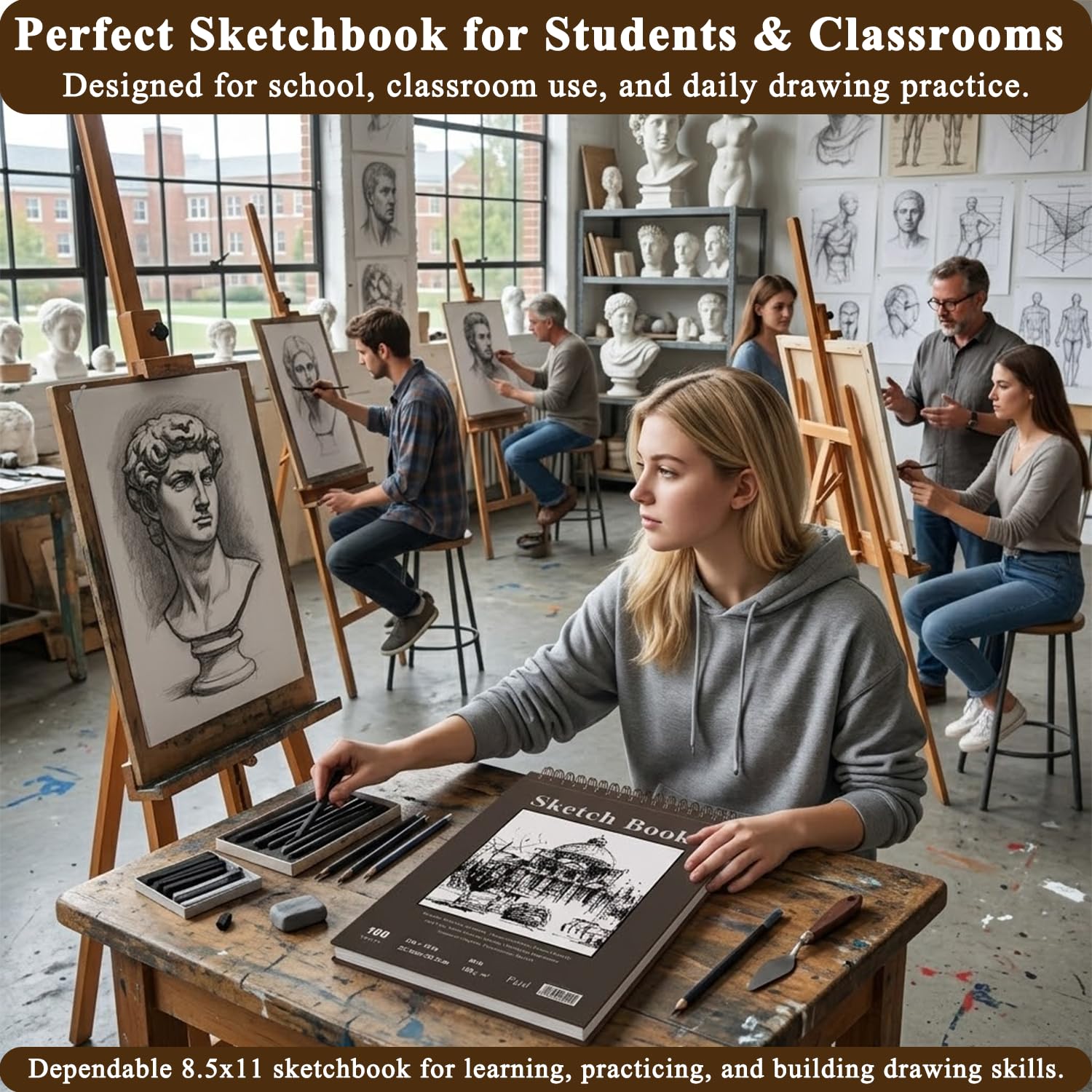 Fuxi artist sketching on lap outdoors showing portability and stability benefit