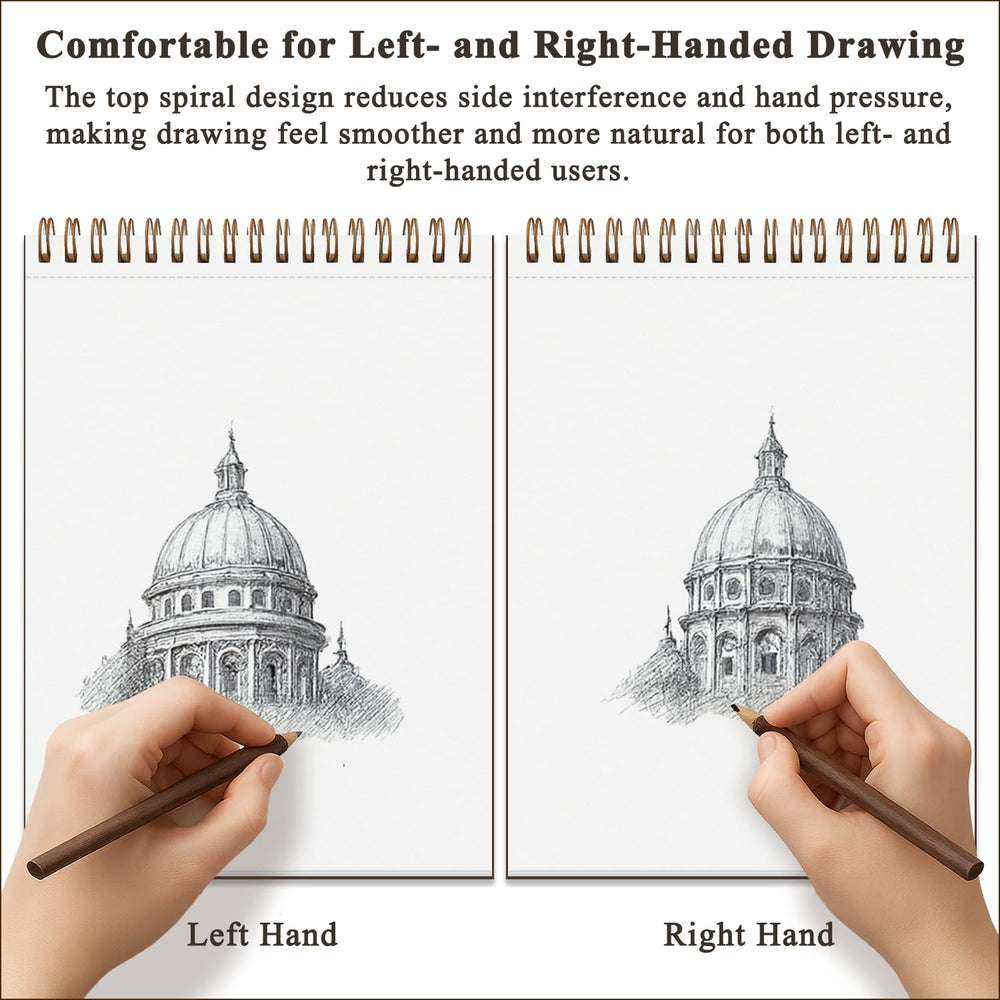 Fuxi sketchbook beside pencil showing 11x14 scale and convenient size benefit