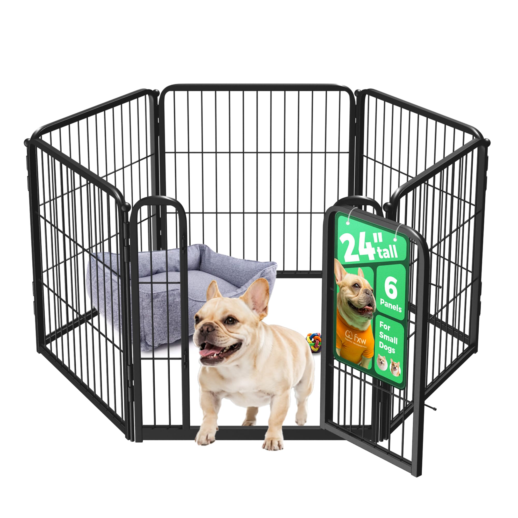 FXW Homeplus front view showing full six-panel playpen and visibility benefit