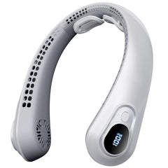 FYALLASO portable neck fan front view showing sleek gray design and comfort