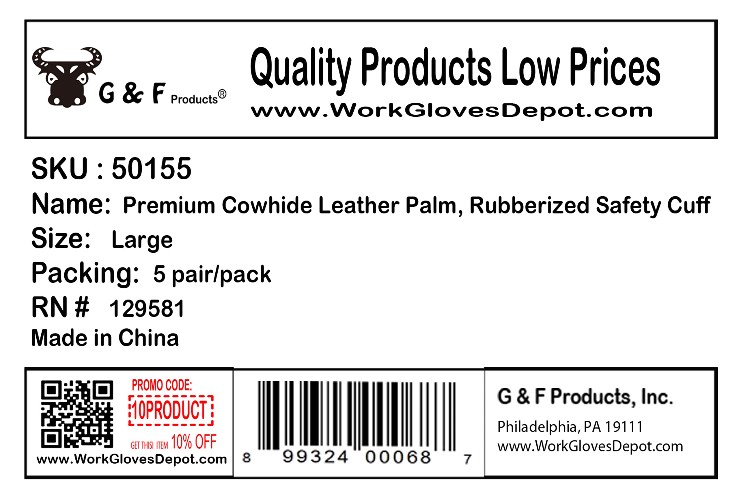 G & F full glove side profile showing ergonomic fit and flexibility