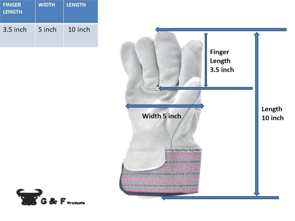 G & F gloves with measuring tape showing size and scale clarity