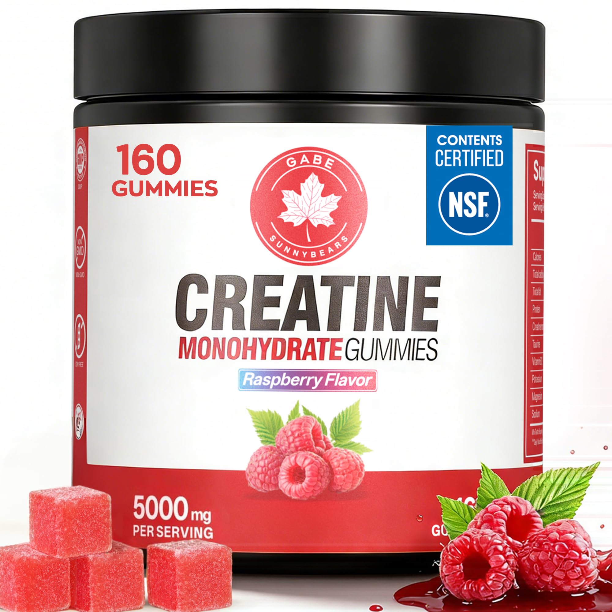 GABE SUNNYBEARS front bottle raspberry flavor, convenient creatine on-the-go
