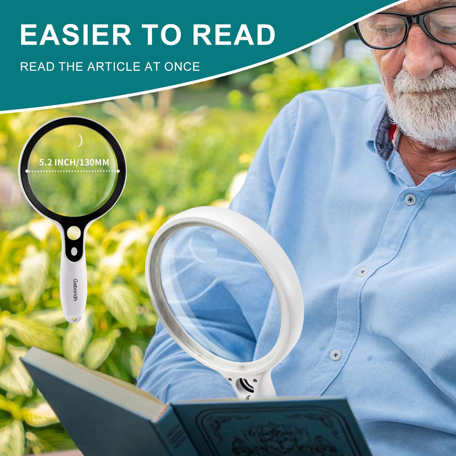 GABORISH LED ring lit around lens showing bright even illumination benefit for low-light tasks