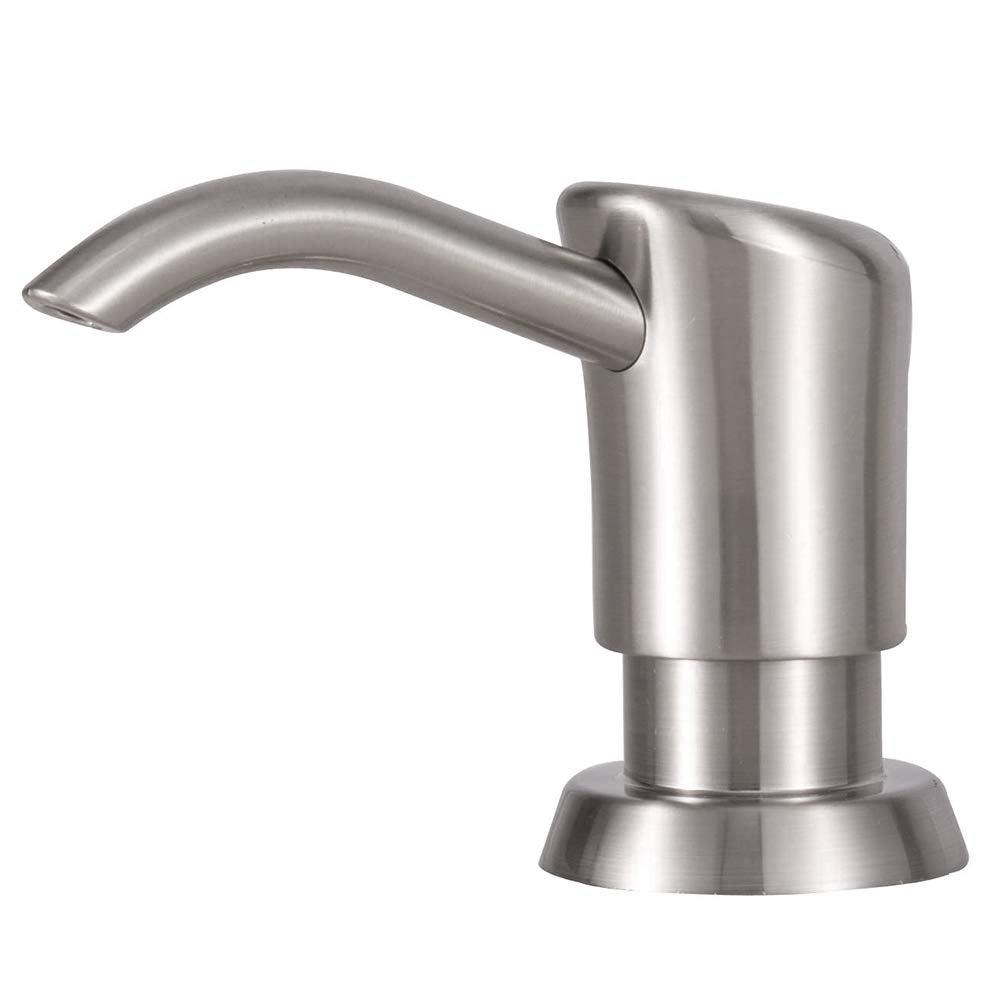 GAGALIFE dispenser front view showing sleek brushed nickel and clean lines for a tidy sink