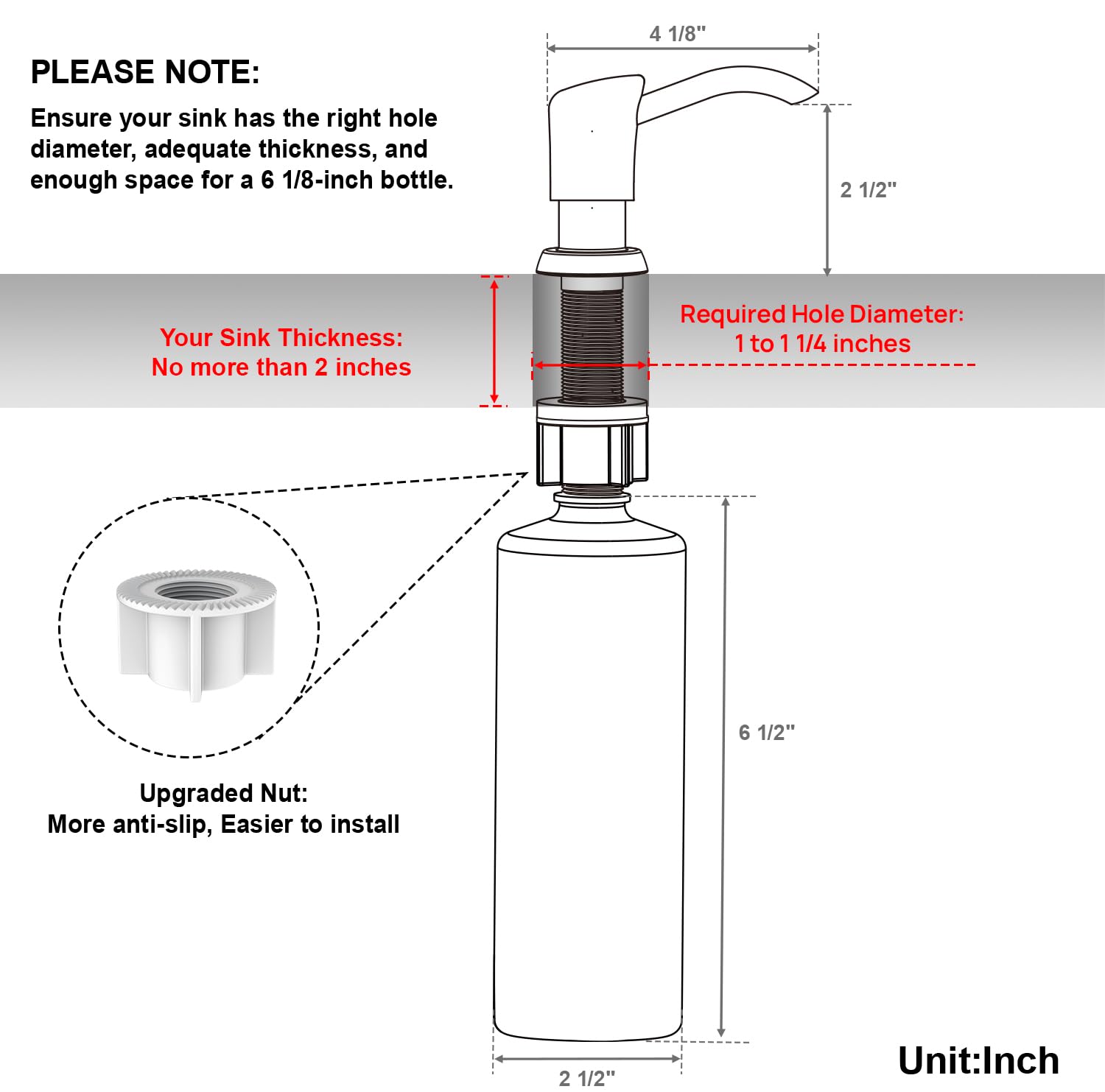 GAGALIFE dispenser top refill open to show easy soap refill without under-sink access