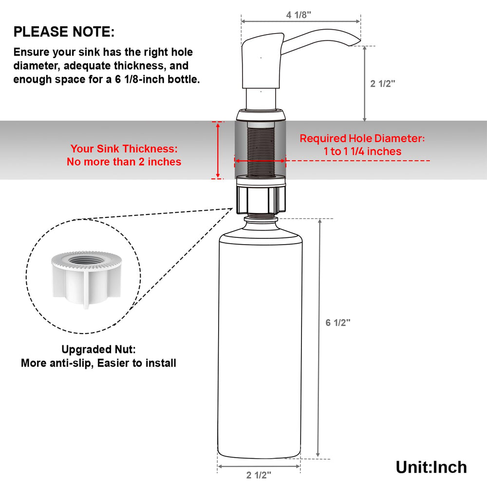 GAGALIFE dispenser top refill open to show easy soap refill without under-sink access