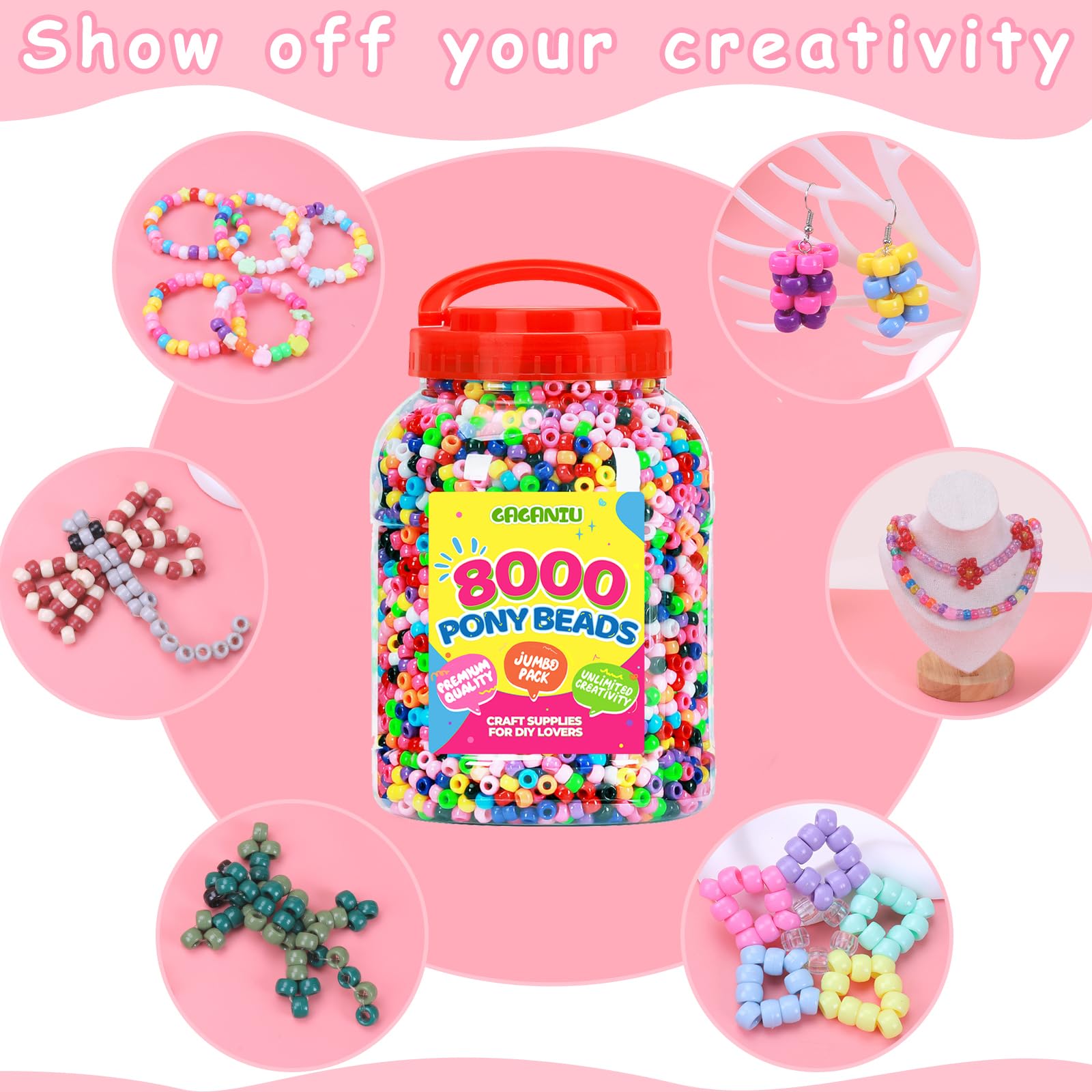 GAGANIU pony beads used in hair braid showcasing decorative, kid-friendly styling