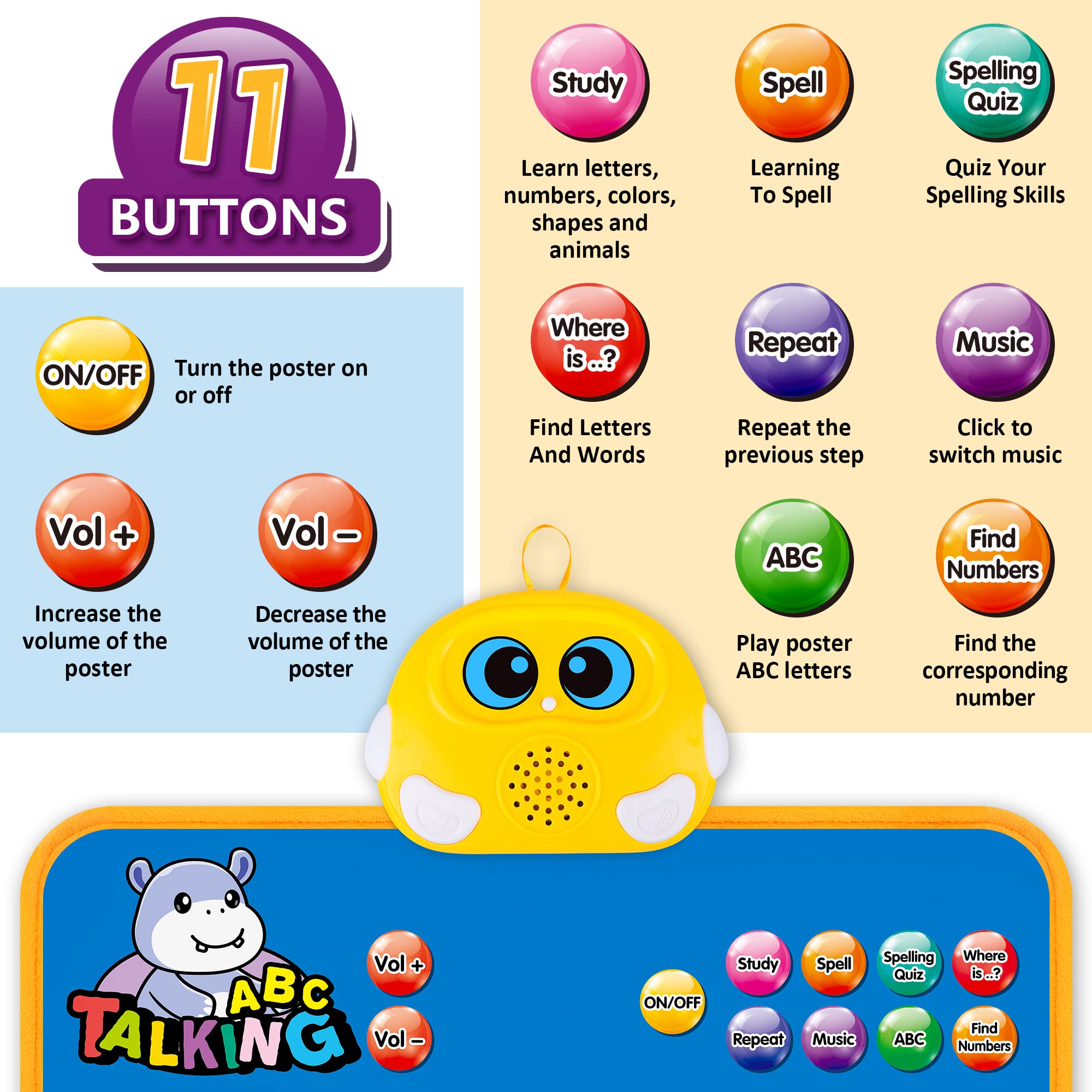 GaHoo close-up of touch letters and icons demonstrating clear audio activation benefit