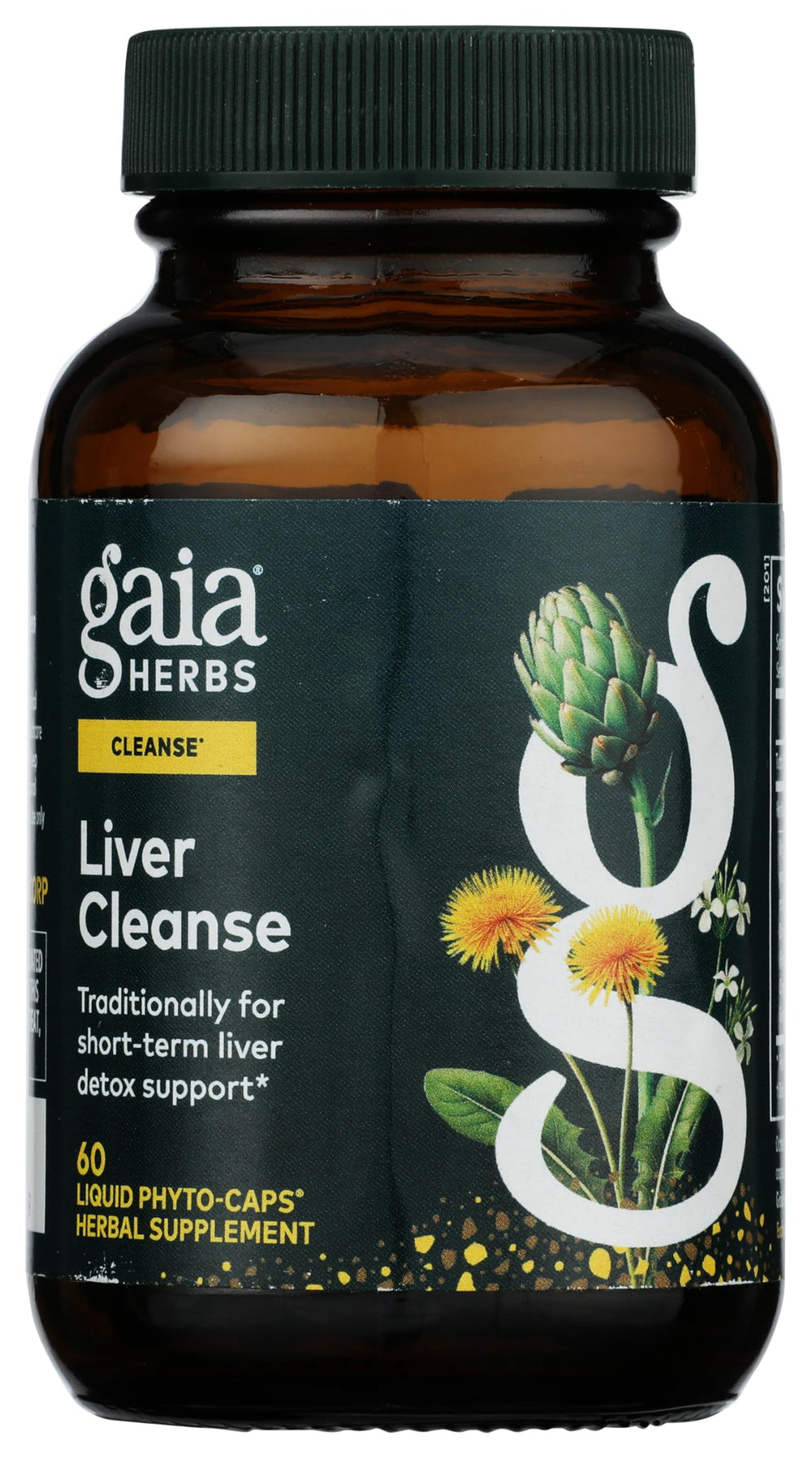 Gaia Herbs front bottle view showing product label and servings benefit