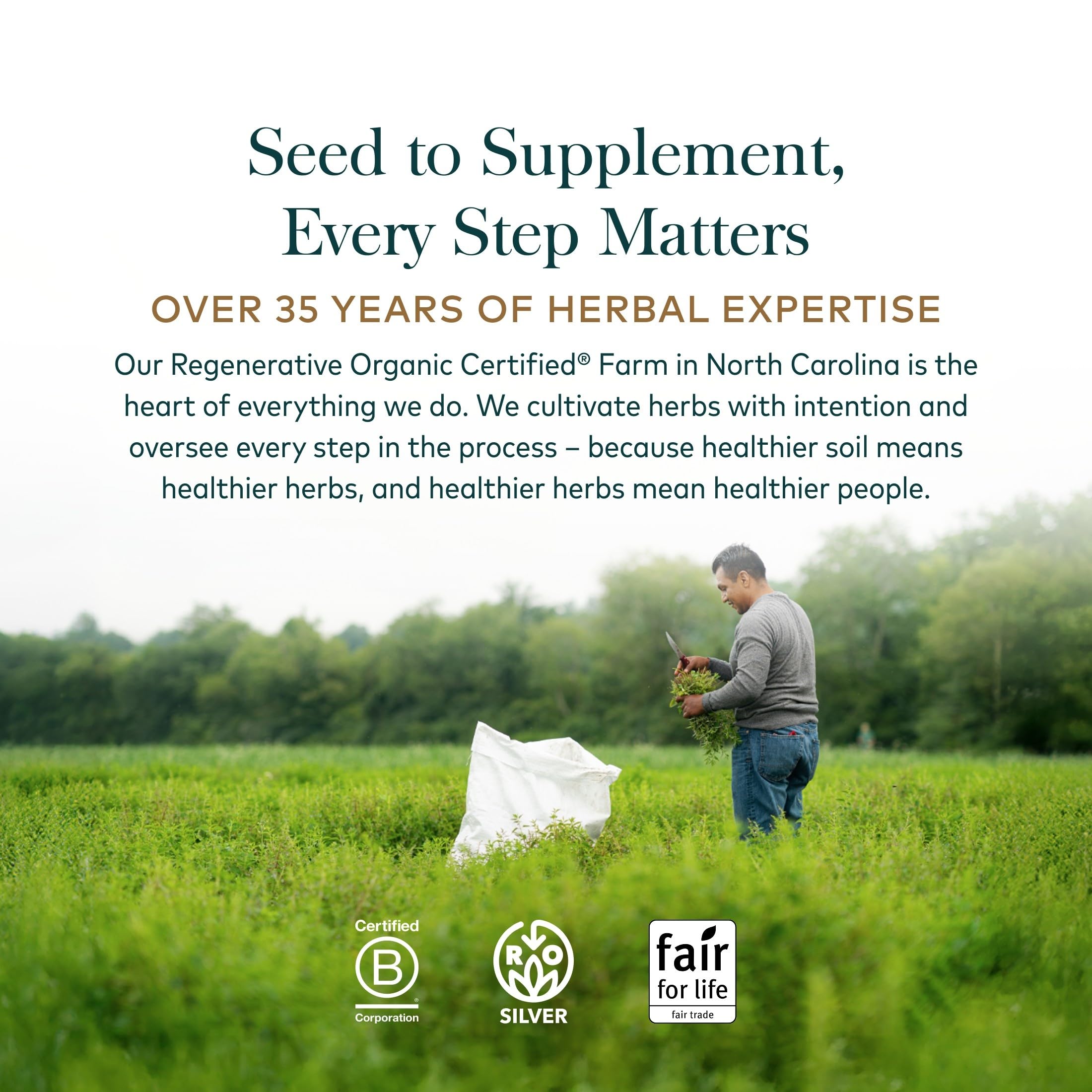 Gaia Herbs vegan certification badge signalling plant-based quality