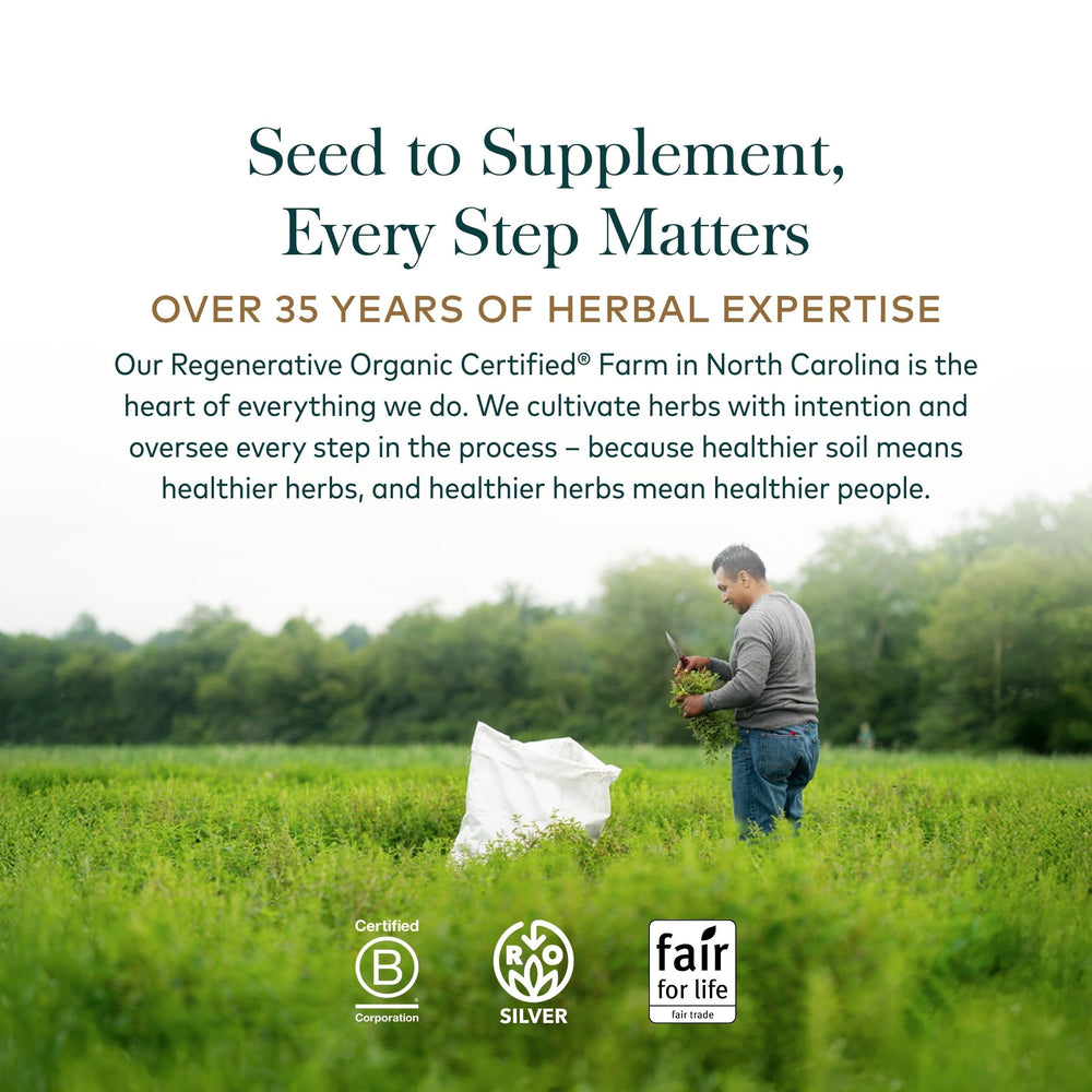 Gaia Herbs vegan certification badge signalling plant-based quality