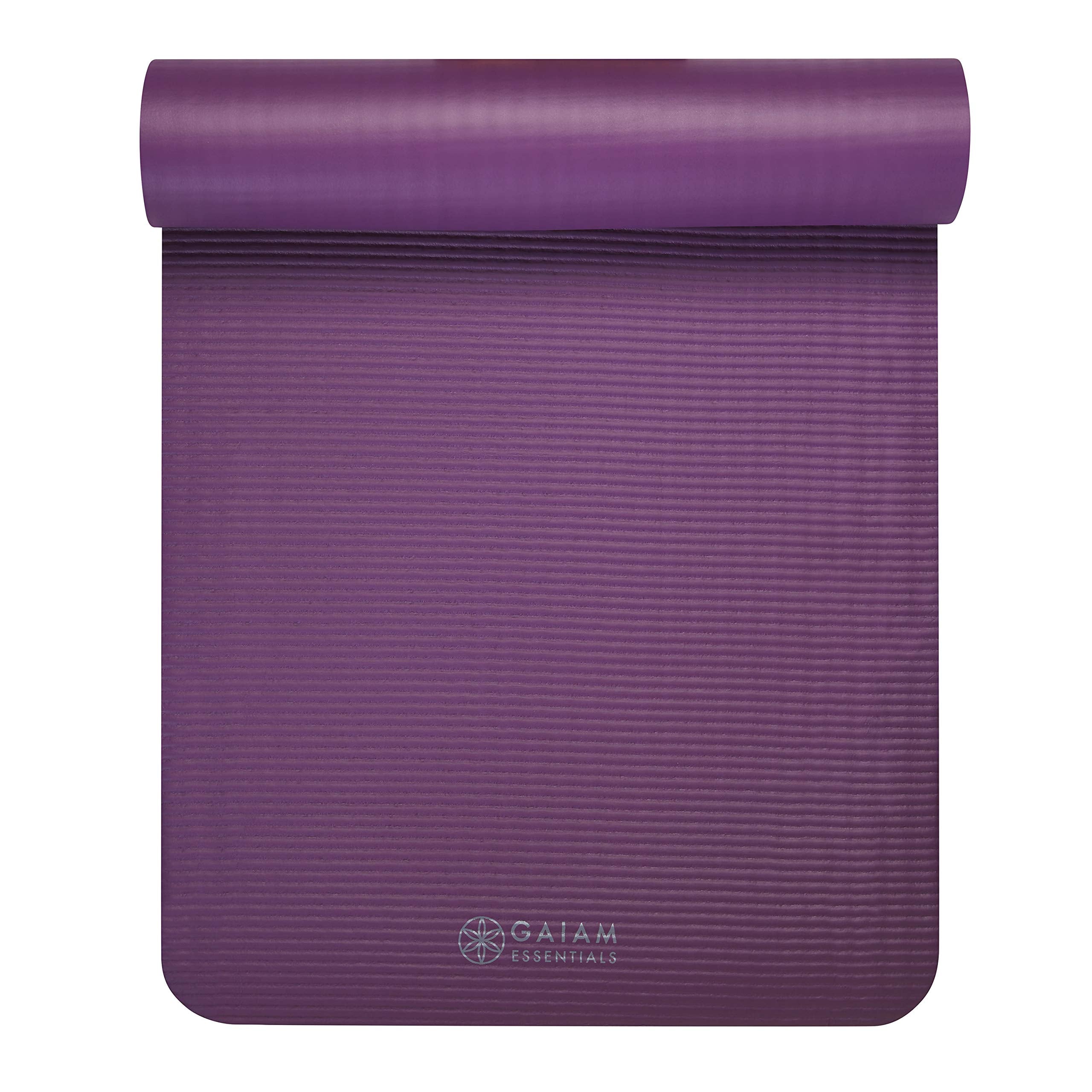 Gaiam carried over shoulder with strap showing portability for studio or travel