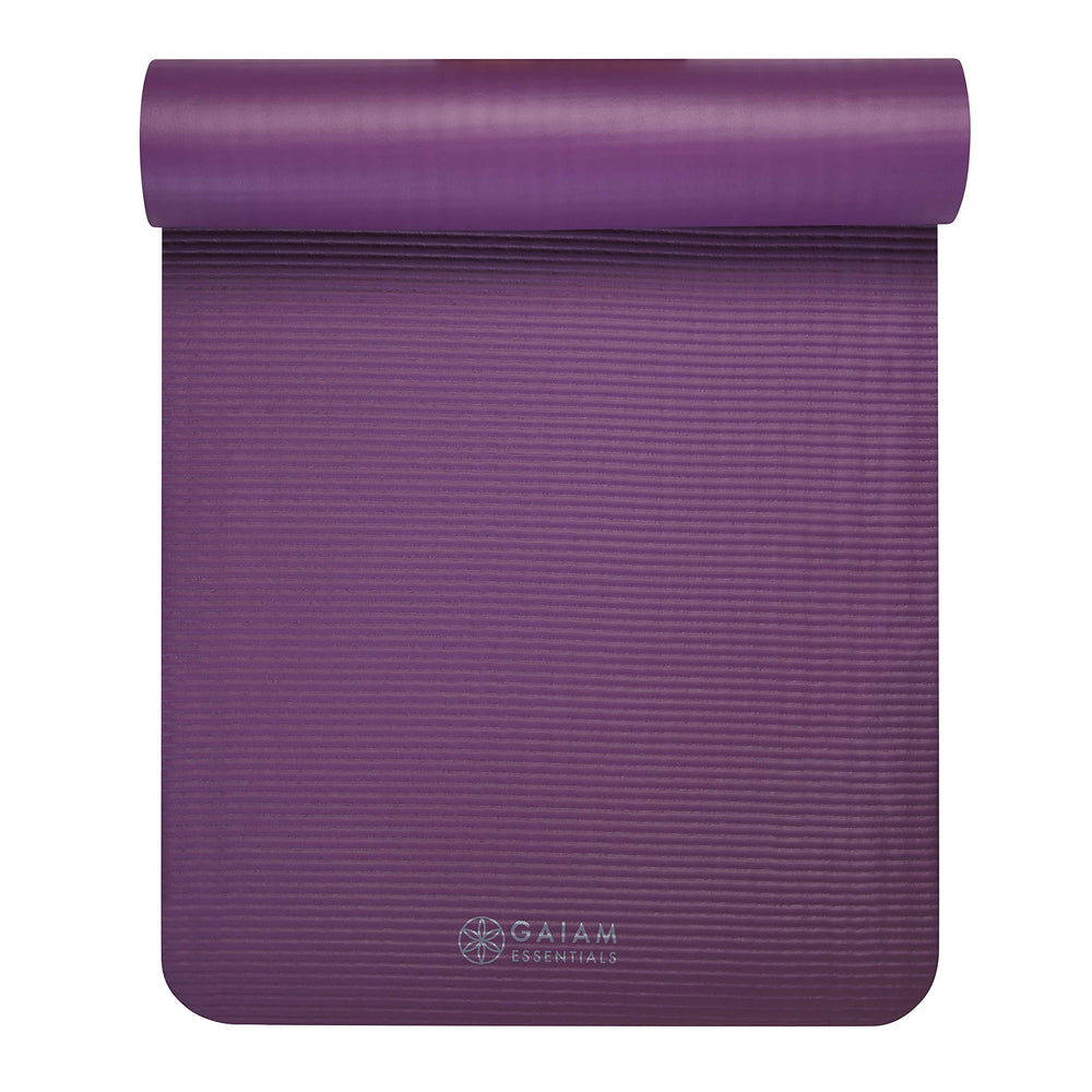 Gaiam carried over shoulder with strap showing portability for studio or travel