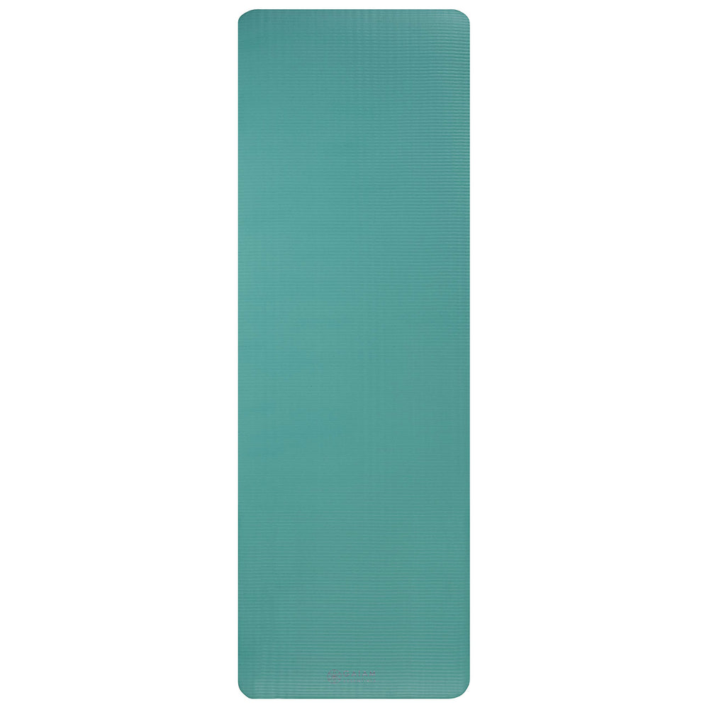 Gaiam mat used for Pilates demonstrating cushioned support