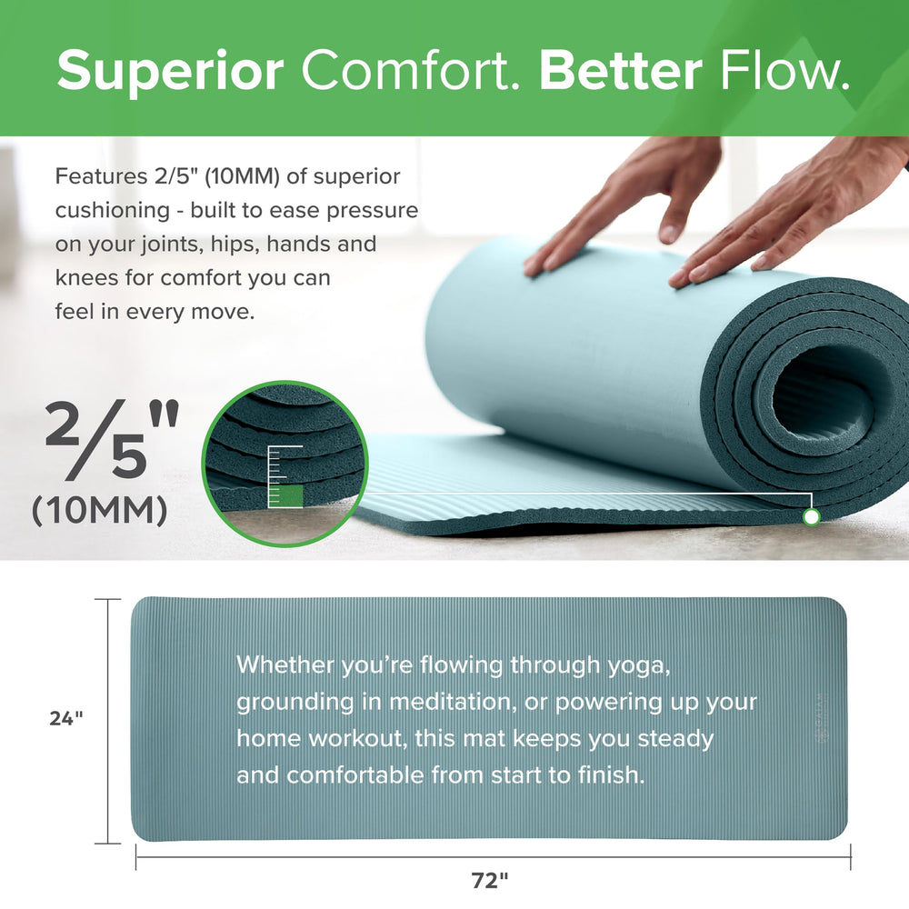 Gaiam rolled mat with easy-cinch strap for portable transport