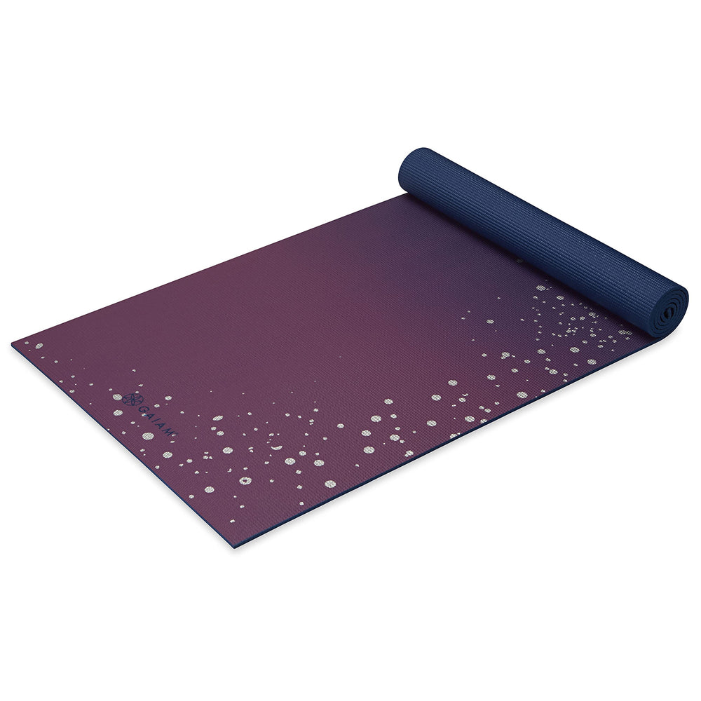 Gaiam Sublime Sky front view showing print and full mat benefits