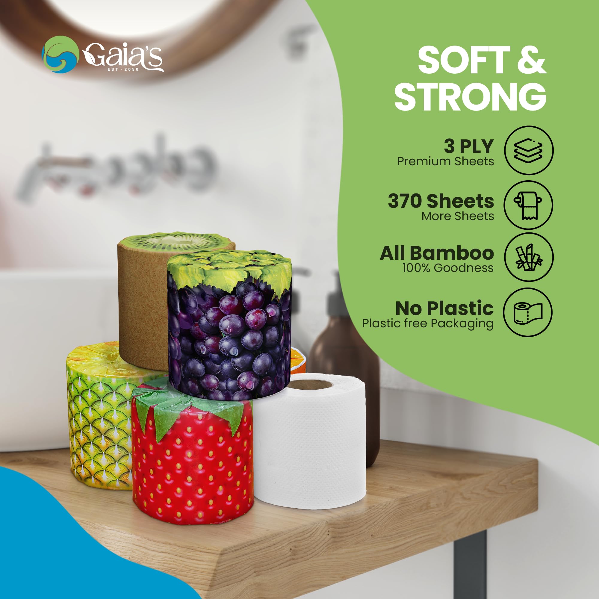 GAIA'S roll beside a standard roll for clear size and sheet-count comparison
