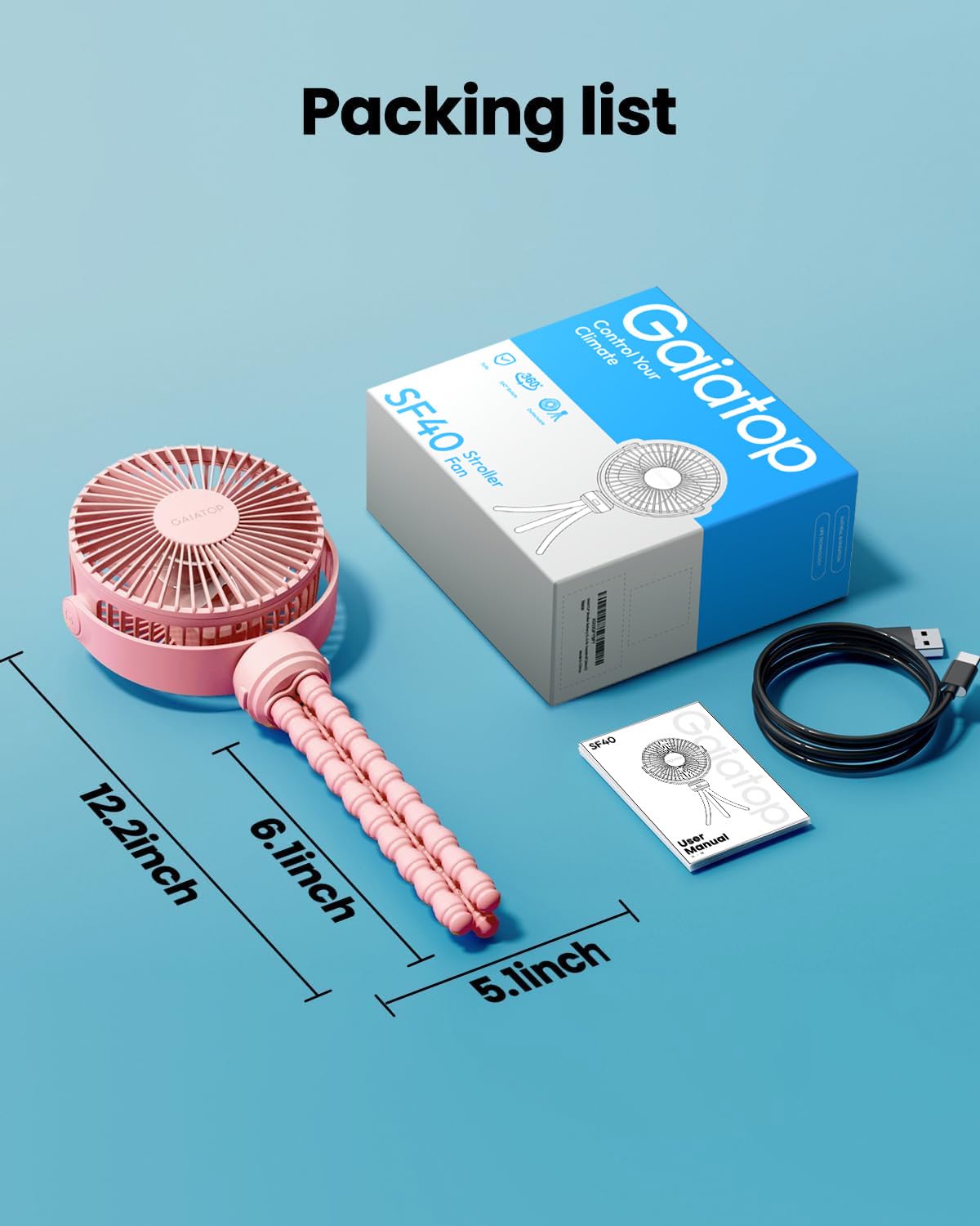 Gaiatop on desk in pink offering quiet cooling for work or nursery