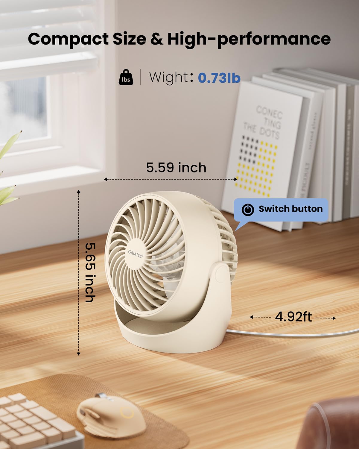 Gaiatop AC plug and cable emphasizing easy plug-and-play convenience