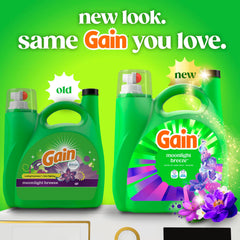 Close-up of Gain Moonlight Breeze label highlighting scent and odor defense benefits