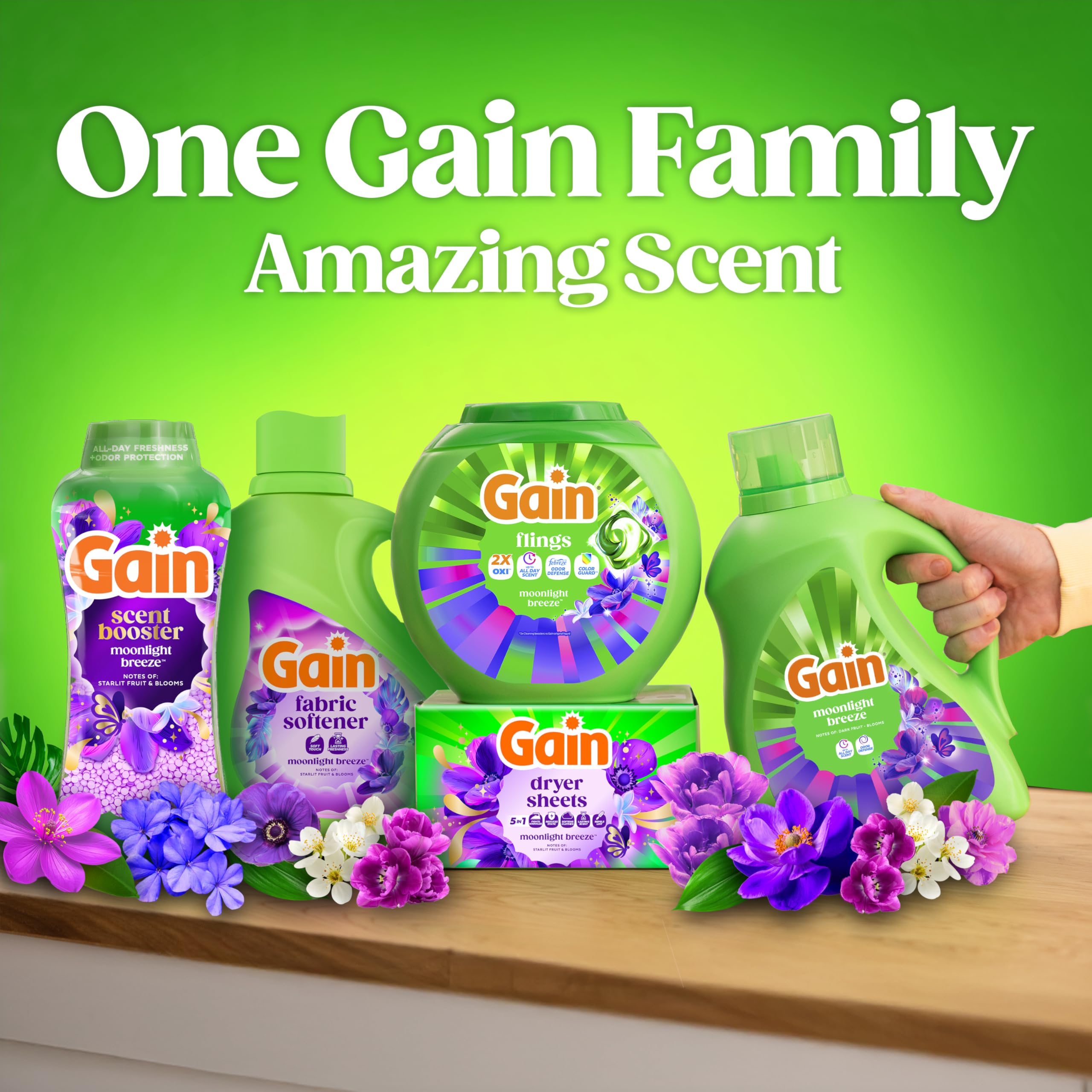 Gain jug stored on a laundry shelf conveying convenient bulk supply