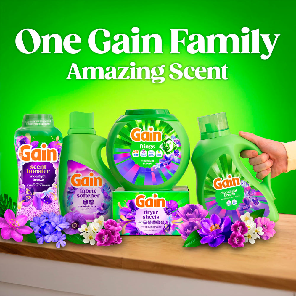 Gain jug stored on a laundry shelf conveying convenient bulk supply