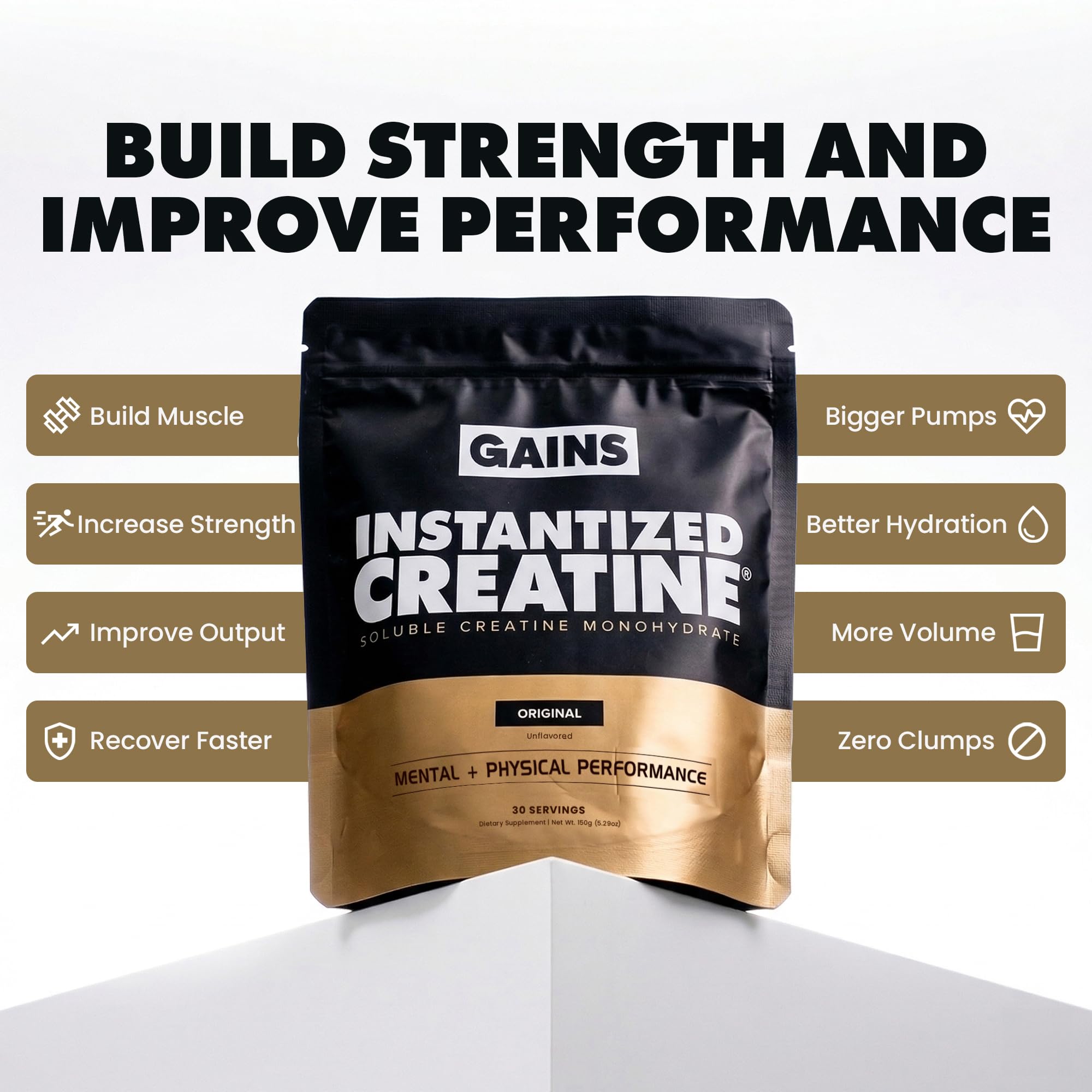 Gains in Bulk measured scoop with 5g serving demonstrating accurate daily dosing