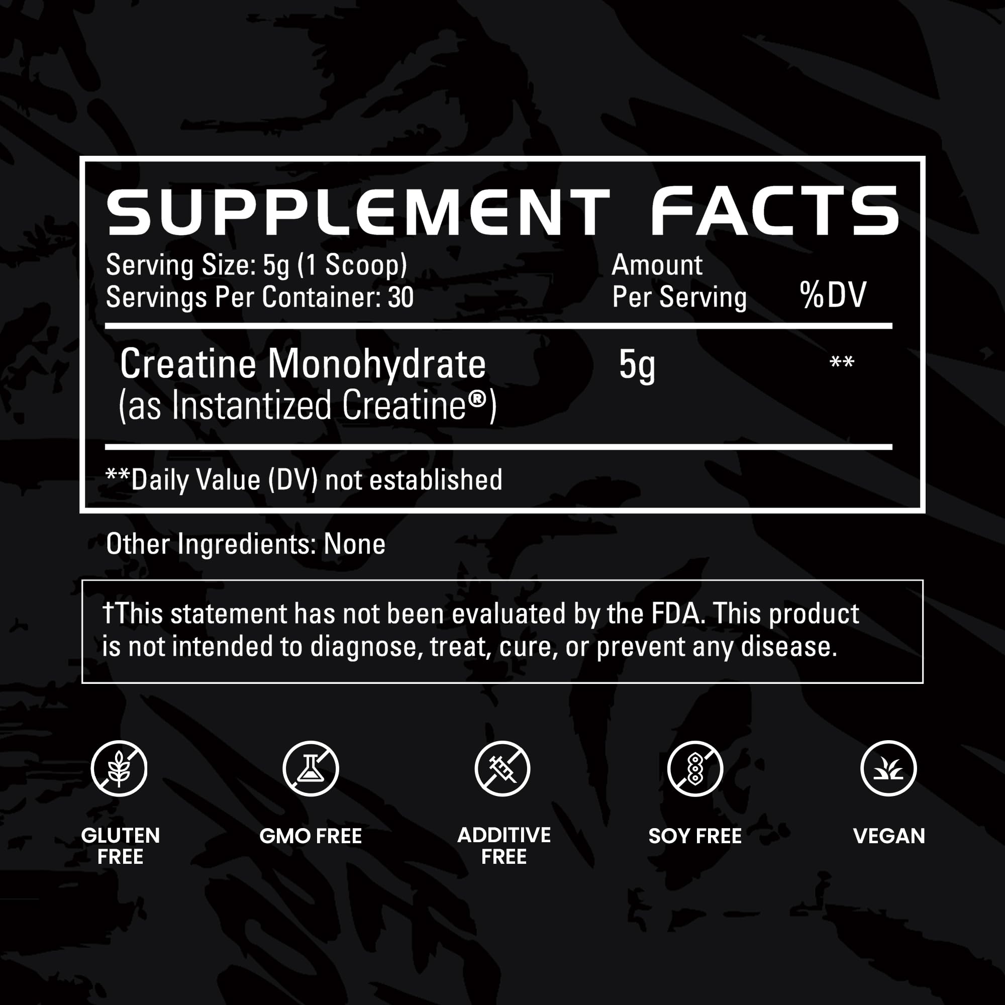 Single serving of Gains in Bulk creatine on a digital scale confirming exact 5 g measurement