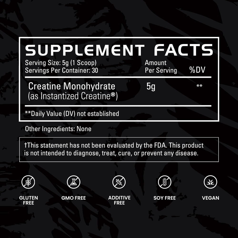 Single serving of Gains in Bulk creatine on a digital scale confirming exact 5 g measurement