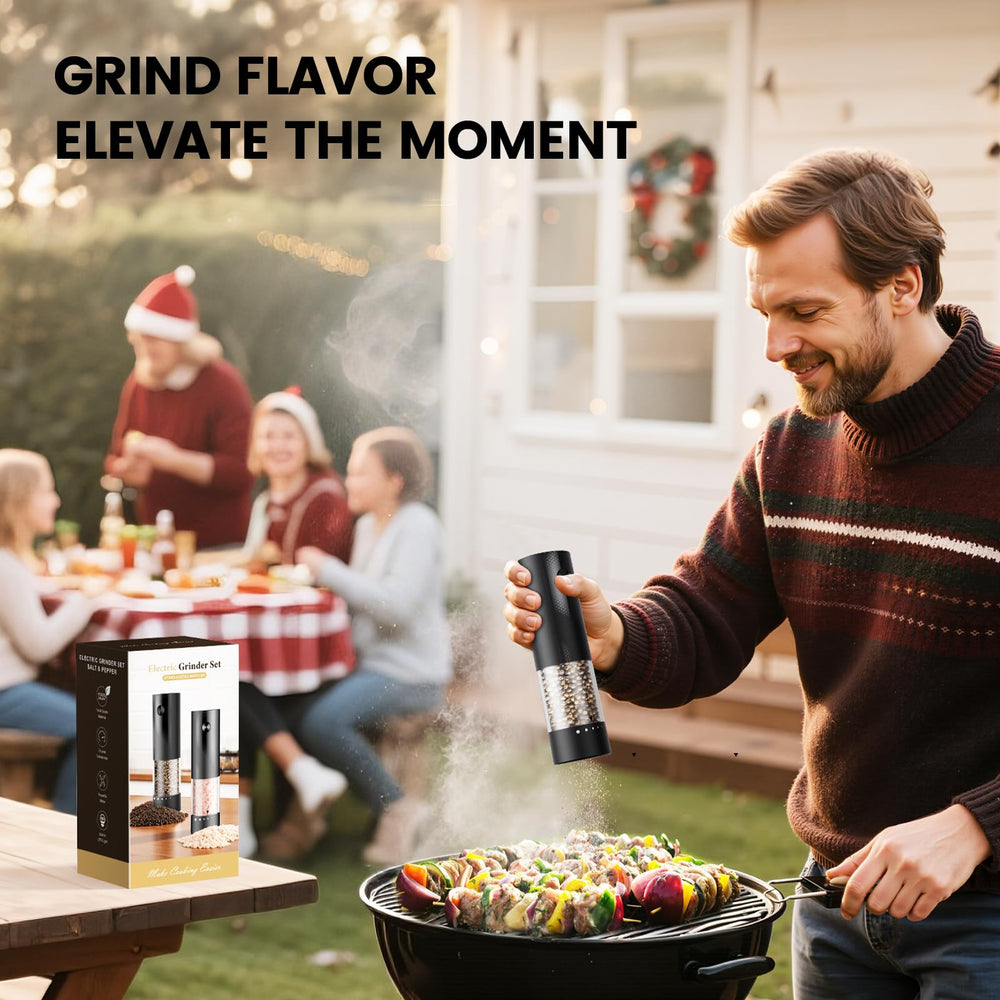 Gaivis grinders on kitchen counter in use during cooking for hands-free seasoning
