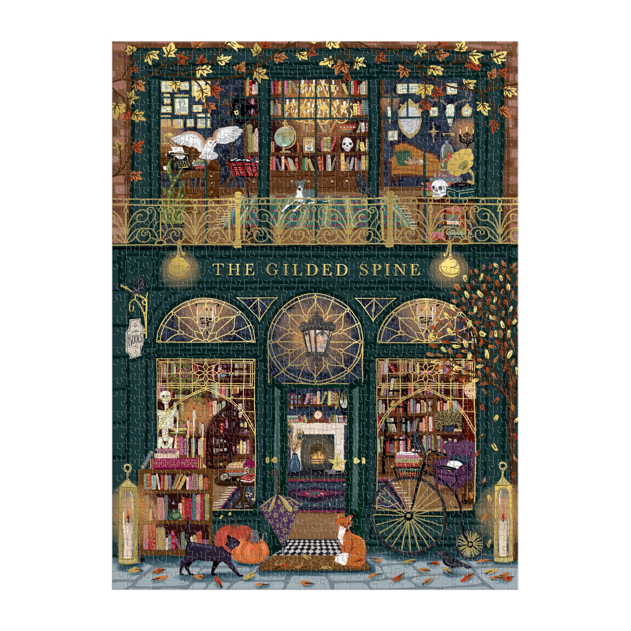 Galison completed 20 by 27 inch puzzle laid flat showing finished image for display
