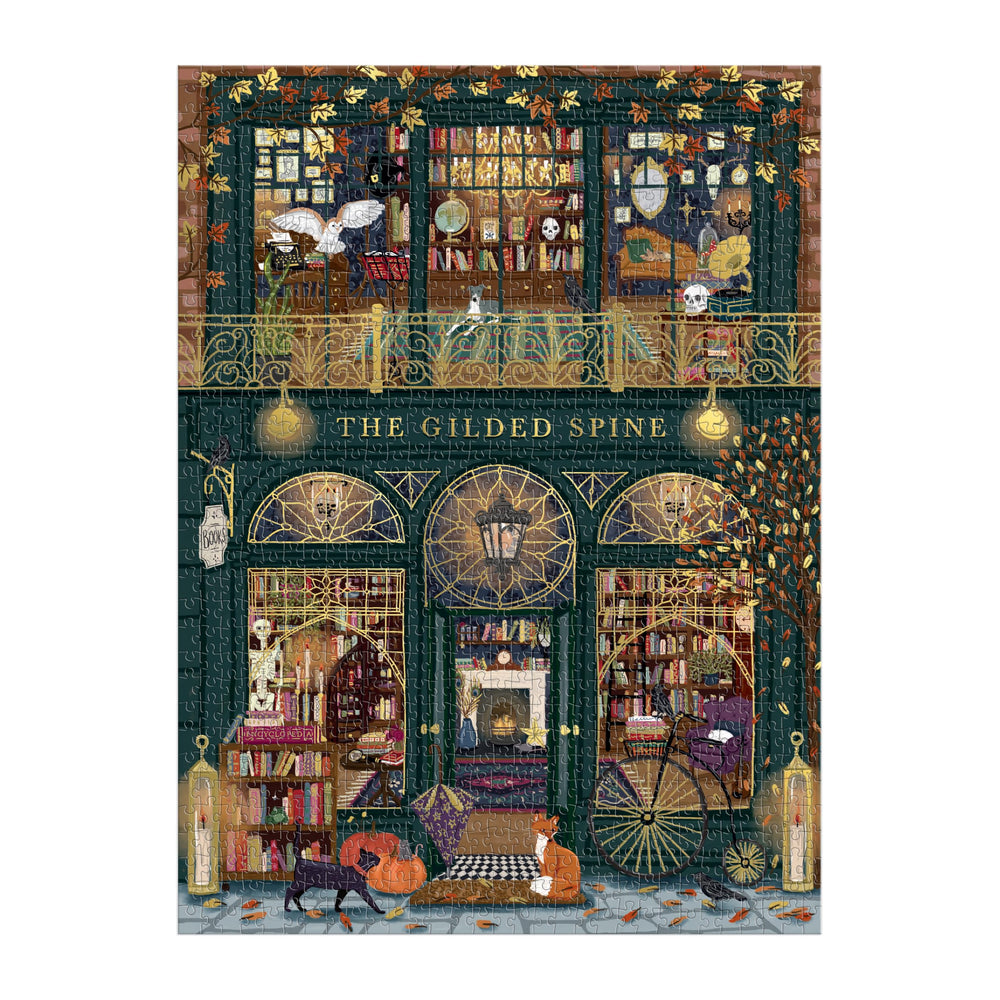 Galison completed 20 by 27 inch puzzle laid flat showing finished image for display
