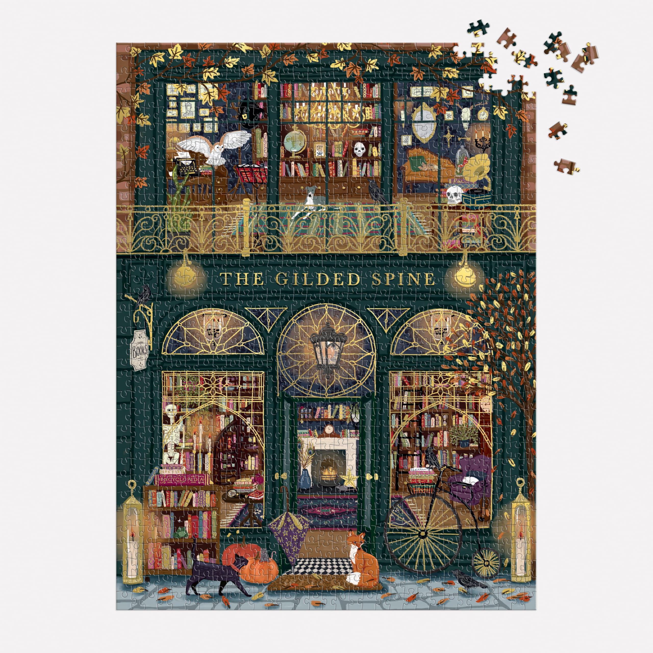 Galison puzzle in progress on dining table showing social assembly and ongoing build benefit