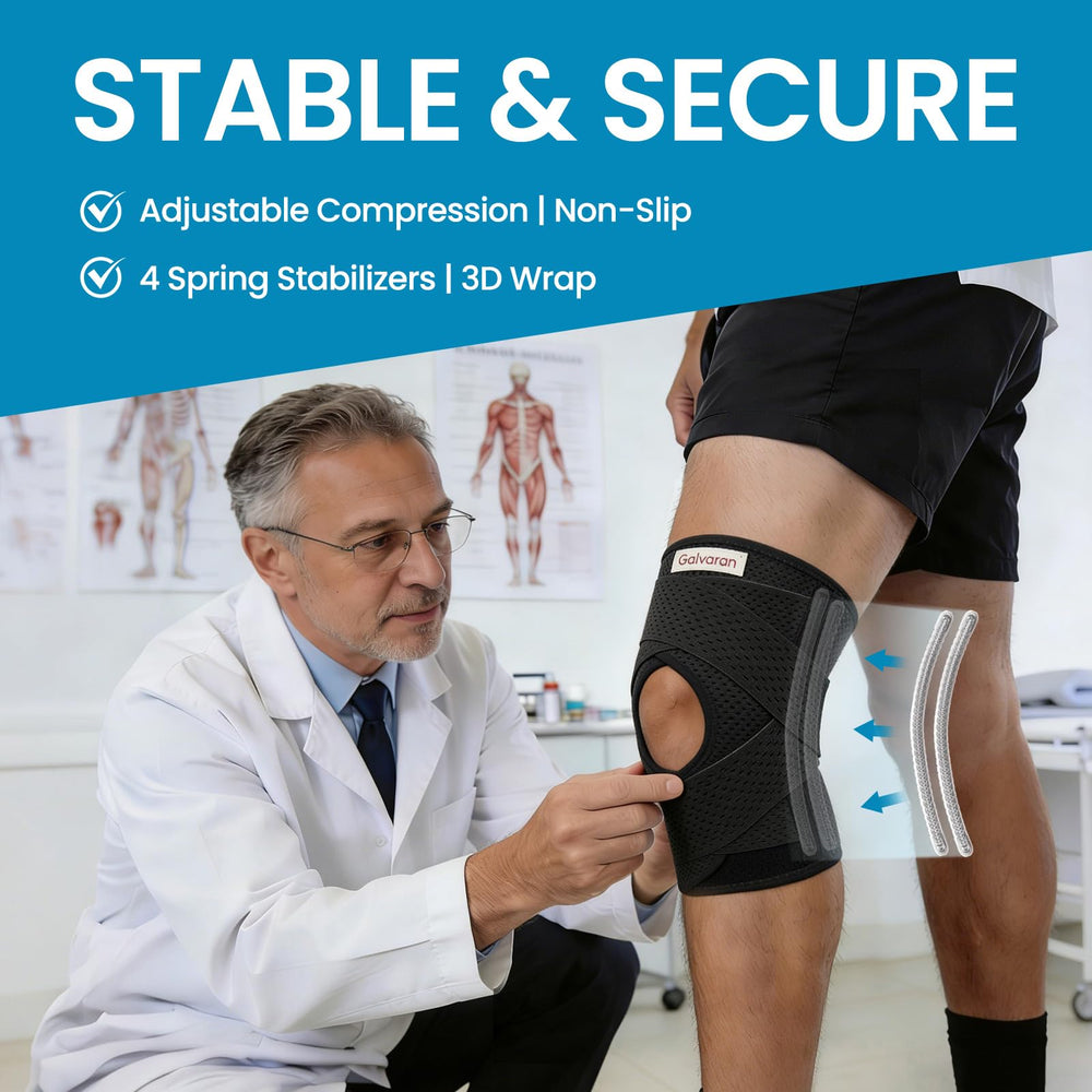 Galvaran open patella closeup showing cushioned pad that stabilizes kneecap and reduces pressure
