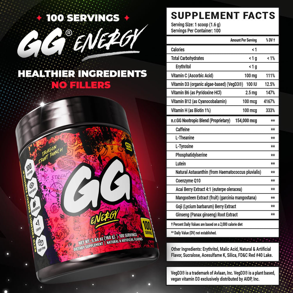 Gamer Supps tub on gaming desk setup illustrating focus and energy