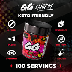 Gamer Supps tub open with bright Dragonfruit Punch powder for convenience