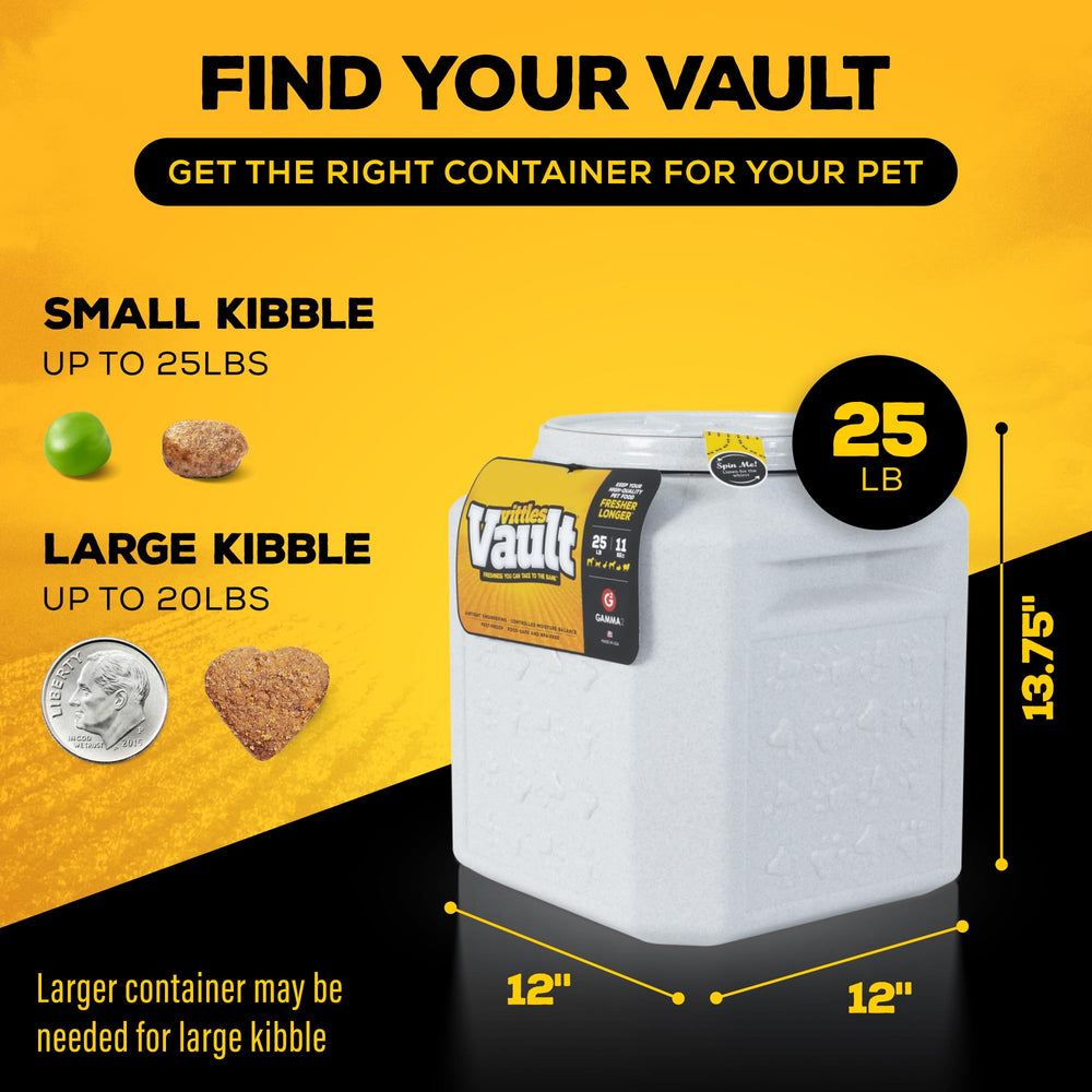 Gamma2 Vittles Vault open wide mouth for easy scooping and quick access benefit