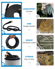 GAMSOD compact folded hose illustrating space‑saving flat coil storage