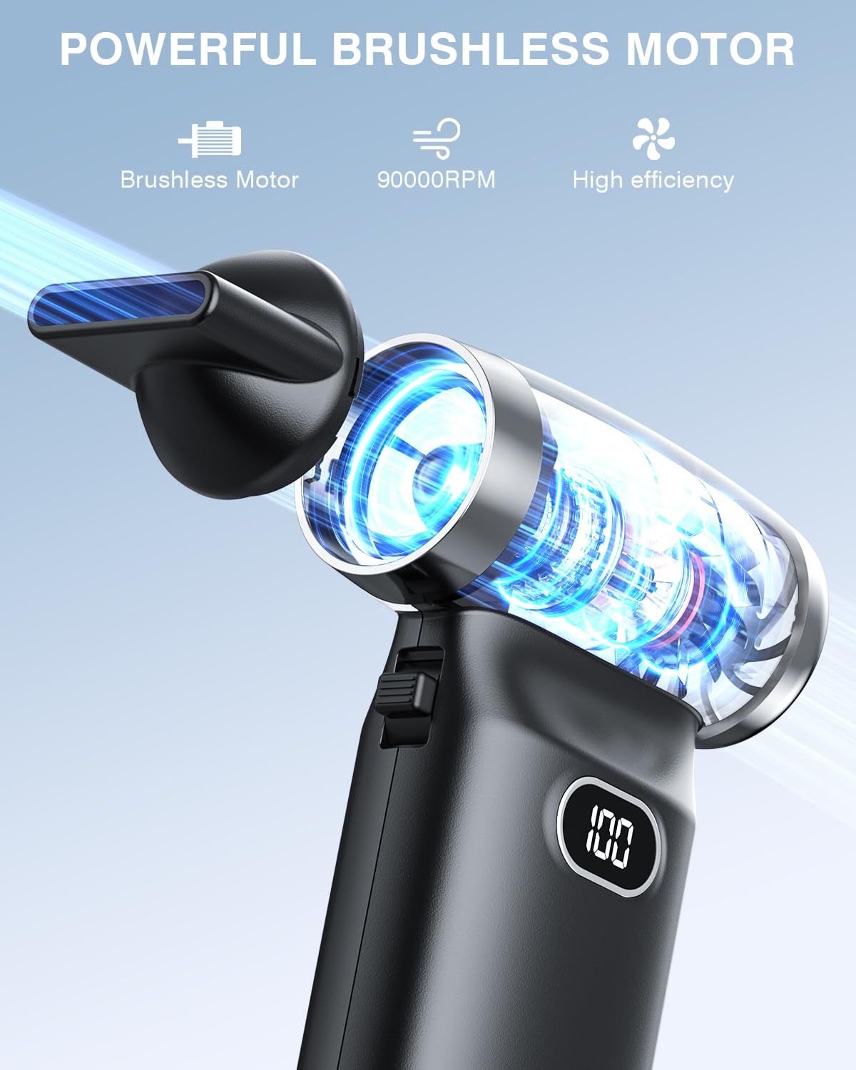 GANDASHI close-up of precision nozzle highlighting focused airflow for detailed cleaning