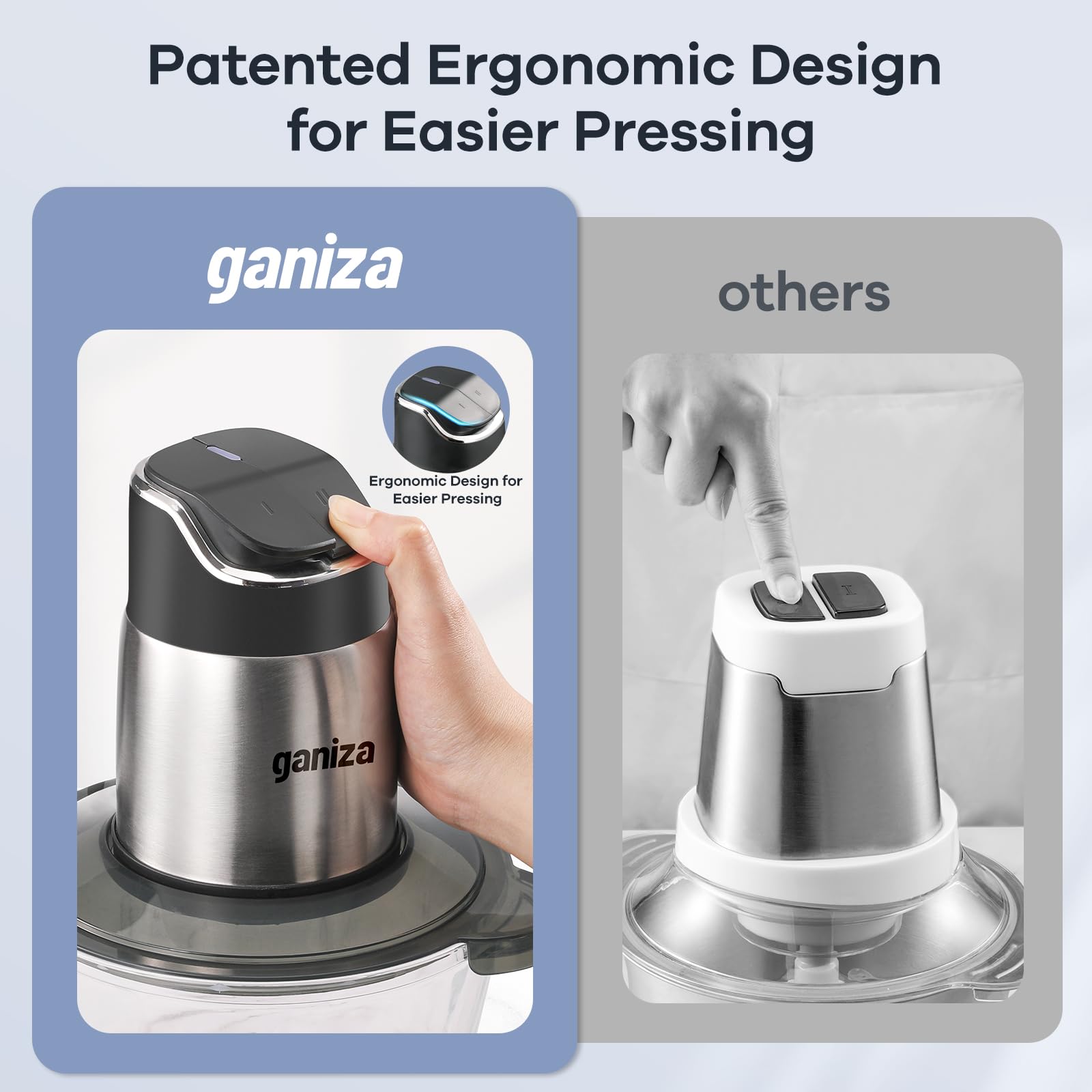 Ganiza control panel ergonomic button design for comfortable use