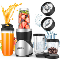 Ganiza front view with 24oz cup showing compact footprint and fast blending